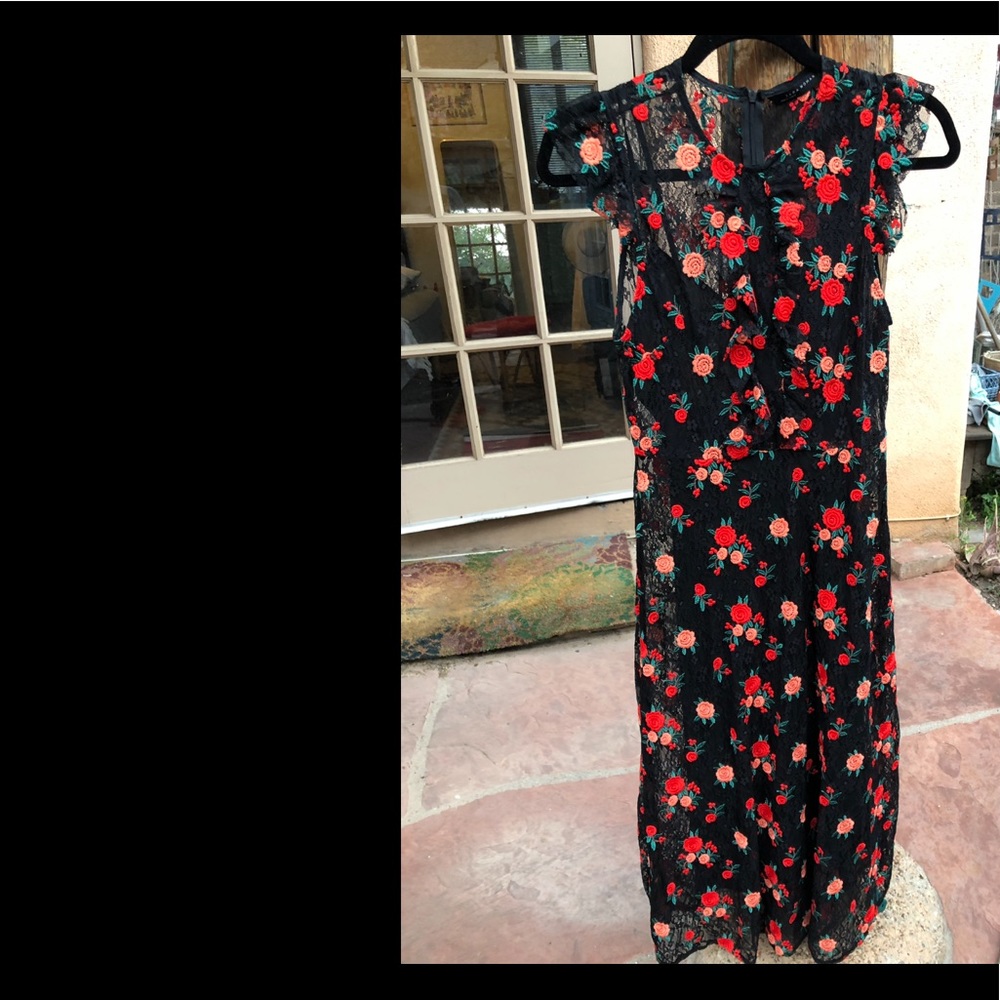 Zara black floral lace dress